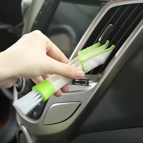 Imagen 2 del producto Herramienta de limpieza de salida de aire acondicionado de coche 2 en 1, cepillo multiusos para polvo, accesorios para Interior de coche, cepillo multiusos