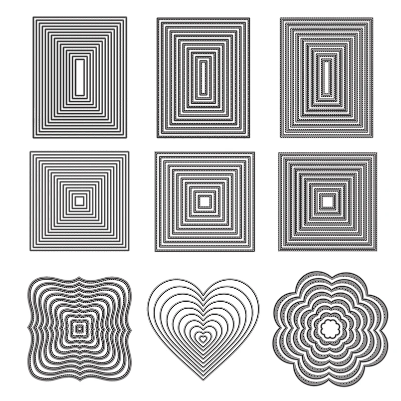 Basic Frames Metal Cutting Dies Rectangle Square Round Oval Heart Star Frame Diecut for Diy Scrapbooking Cards Crafts 2021 New