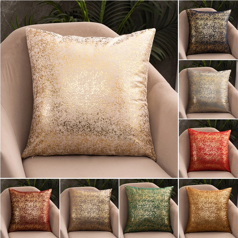 New Design Golden Velvet Cushion Cover 45x45cm Decorative Sofa Pillow Cover PillowCase Pattern Quality Luxury Cushion Covers