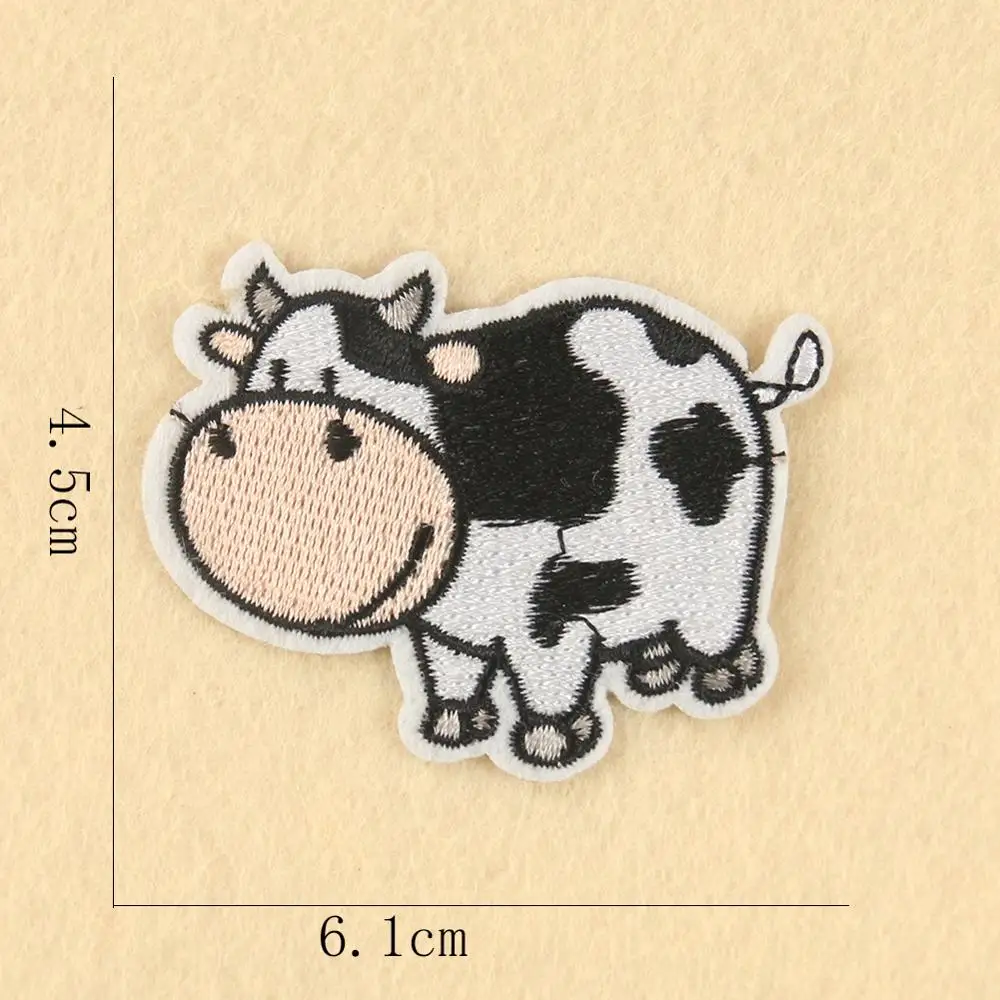 2/5pc Cute Farm Milk Cows Patch Cartoon Animal Embroidery For Backpack Clothes Clothing Costume Bag Hat Diy Decor Applique Badge