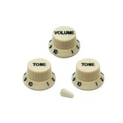 NEW Set of Plastic Beige 2T1V Electric Guitar Knobs Volume Tone Control Buttons + Switch Tip for ST Guitar Accessories