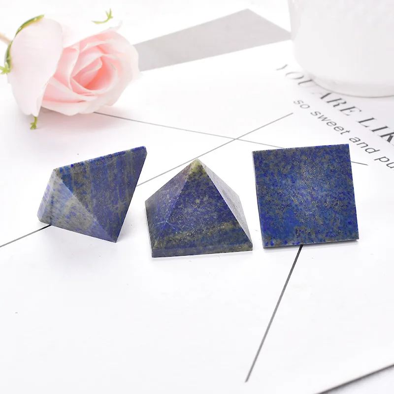 Natural Crystal Pyramid Lapis Lazuli Healing Stone Reiki Energy Quartz Meditation Ornaments Natural Stone Carved Tower Point