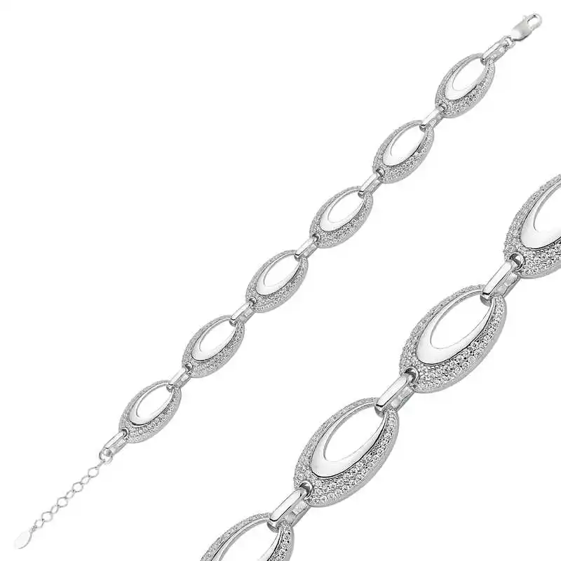 Silver Stone Oval Women's Bracelet 925 Sterling Jewelry Wedding Party Birthday Gift - Box -for - Laides - Fashion