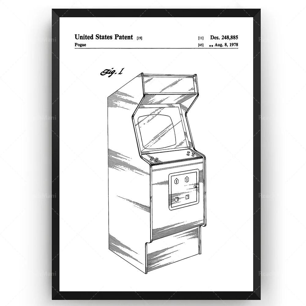 Arcade Machine 1978 Patent Print Wall Art Poster Gaming Blueprint Gamer Gifts