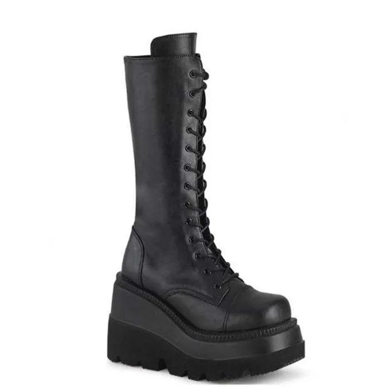 New Ladies High Platform Boots Fashion Zip High Heels Boots Women Wedges Shoes Woman Casual Boots Heels Plus Size 35-43 image 5