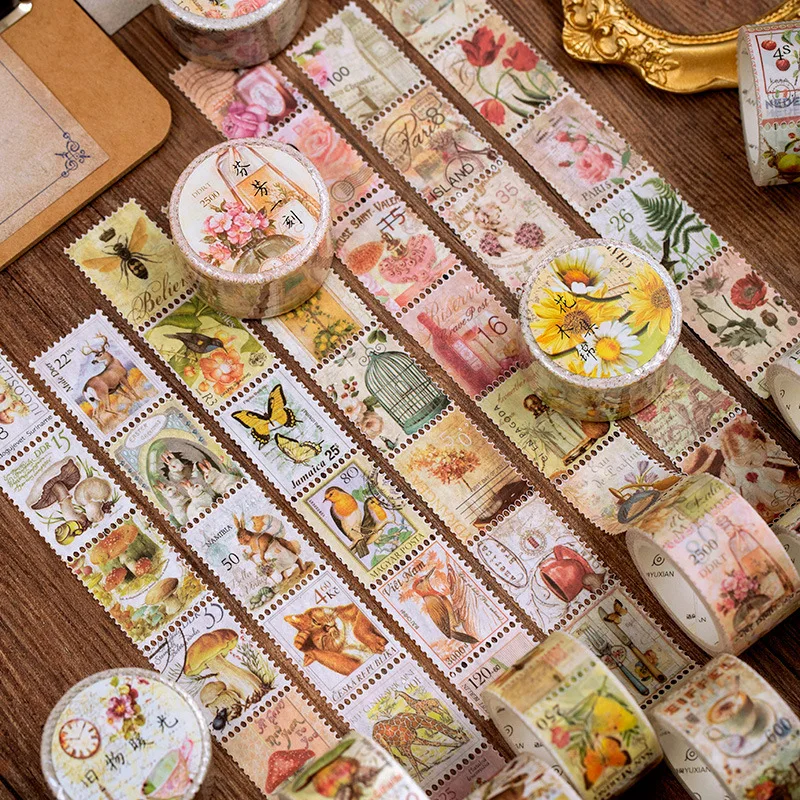 Fantastic Forest Series Vintage Stamp Washi Tape Diy Diary Label Decorative Scrapbook Notepad Stationery Sticker Masking Tape