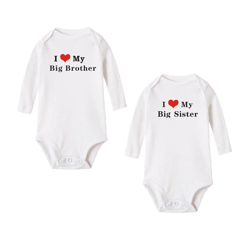 

Newborn Baby Cotton Jumpsuit I Love My Big Sister Big Brother Baby Funny Body Bodysuit Infant Boy Girl Long Sleeve Jumpsuit