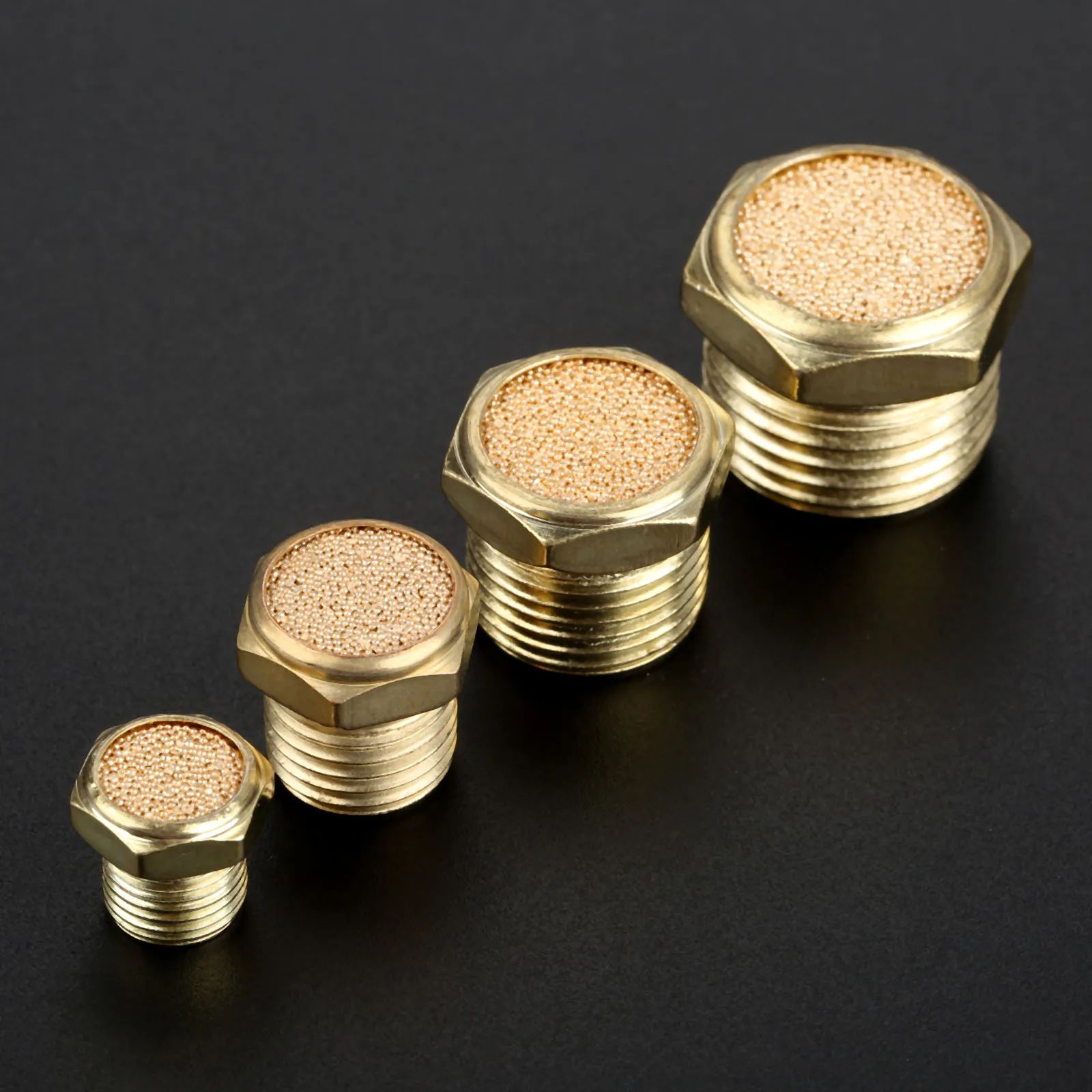 

5Pc Brass Pneumatic Air Breather Vent Silencer Muffler Pneumatic Fitting Noise Filter Reducer Connector 1/8 1/4 3/8 1/2 Threaded