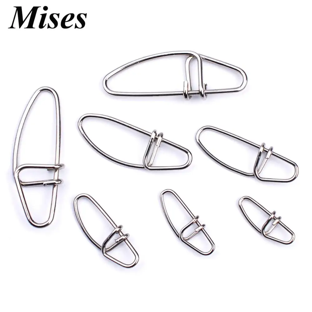 Mises 5PCS Silver Stainless Steel Super Strong Lure Crosslock Snap Connector 0# 1# 2# 3# 4# 5# 6# Fishing Lure Special Connector