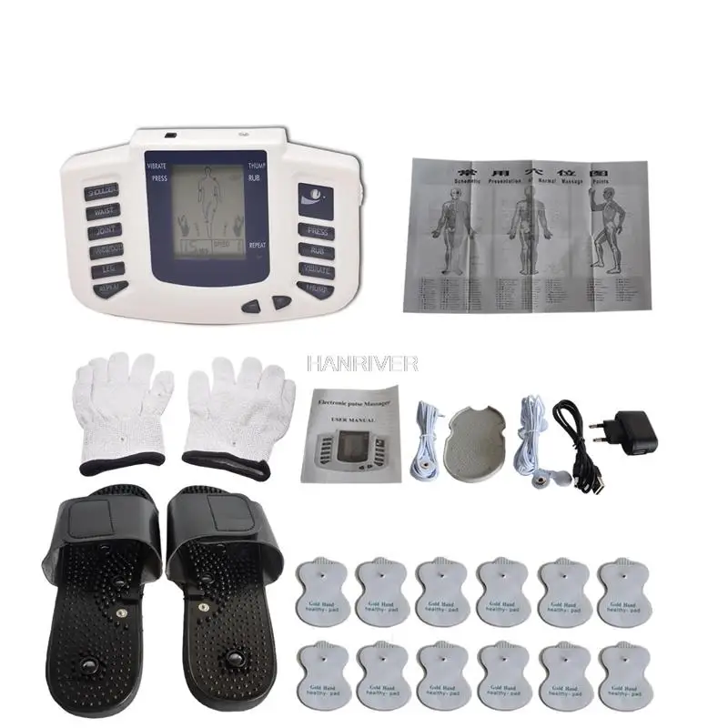 

HANRIVER Stimulator Full Body Relax Muscle Massager Pulse Tens Acupuncture Therapy Slippers Gloves With Electrode Pads