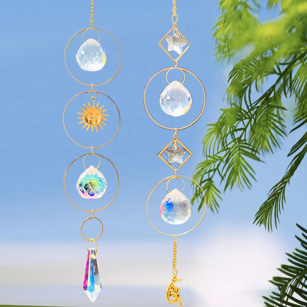 

Suncatcher Crystal Drop Lighting Pendant Home Garden Decoration Chandelier Accessory Sun Star Moon Hanging Crystal Aurora Prism