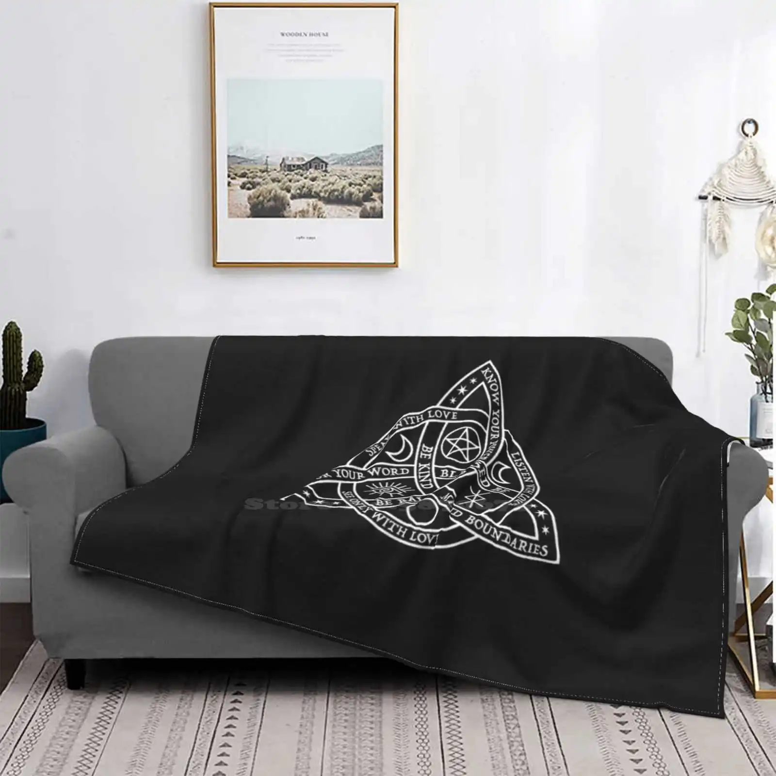 Untitled Best Selling Room Household Flannel Blanket Pagan Crescent Moon Stars Magic Neo Paganism Triple Moon Triple Moon