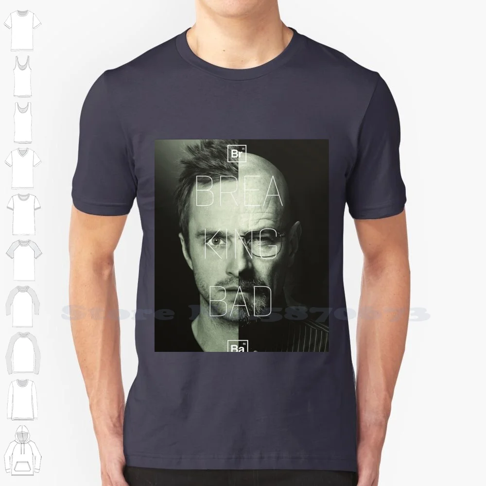 & Heisenberg Half Faced In 100% Cotton T-Shirt Walter White Pink Man Meth Cooking Time Heisenberg Yellow Brown Black Half Faced