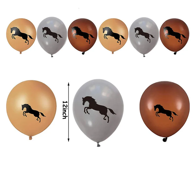 15Pcs 12inhc Horse Latex Balloon Kids Boy Happy Birthday Party Decor Horse Racing Club Supplies Horserace Party Decorations