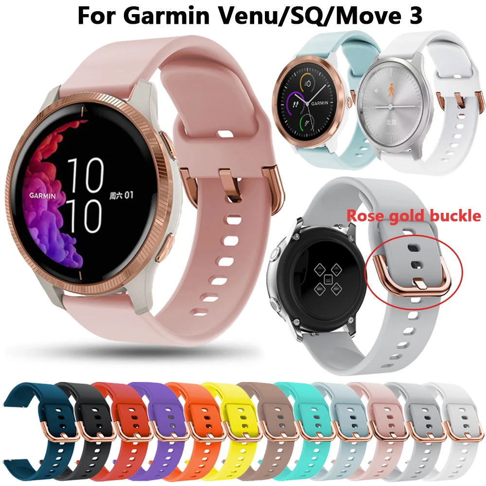 20mm Smartwatch Silicone Strap For Garmin Venu SQ 2 plus Vivoactive 3 HR WatchBand Forerunner 245 Bracelet Wristband Replacement