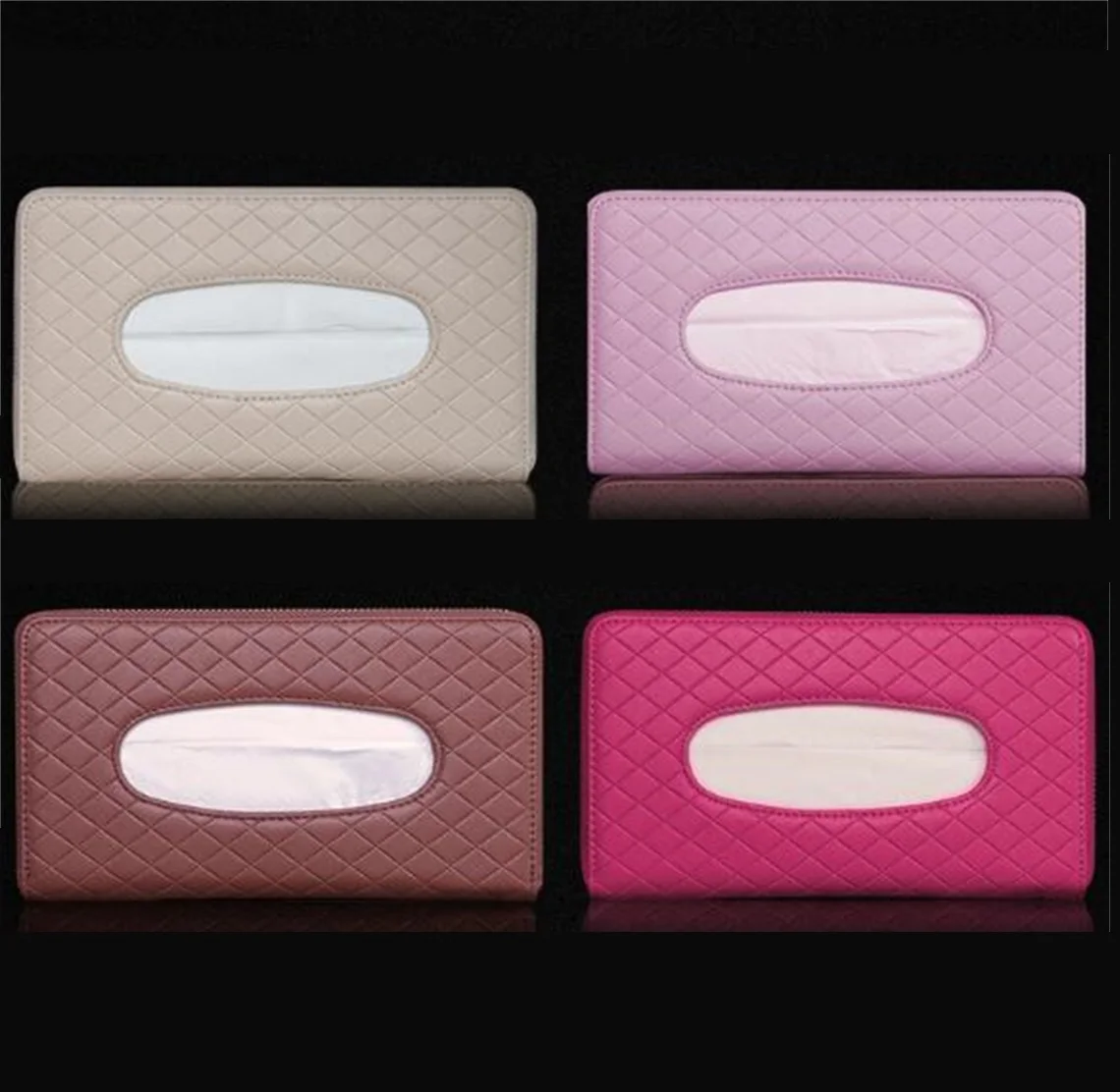 

PU Leather Sun Visor Chair Back Hanging Type Car Tissue Box Creative Car Supplies Napkin Paper Tray Cover Holder