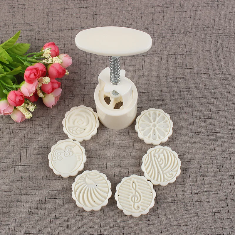 1SET Flower Mooncake Mold 50g DIY Hand Pressure Fondant Moon Cake Mould Pastry Baking Tool Mid Autumn Festival XB 123