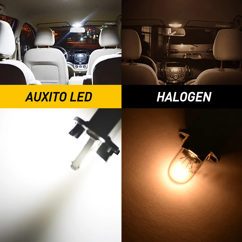 AUXITO 10Pcs W5W T10 LED CANBUS No Error 12V Super Bright White 6000K Car Interior Side Light 194 168 7020SMD LED Auto Bulb Lamp