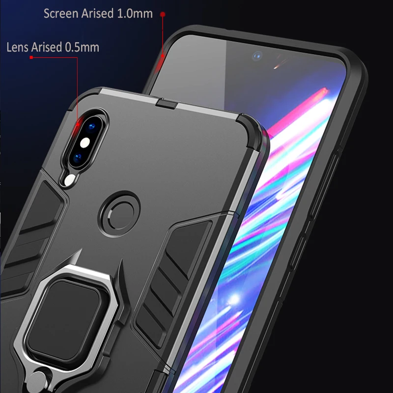 Dla Xiaomi Redmi 7 Case pancerz PC pokrywa palec serdeczny uchwyt etui na telefon dla Xiaomi Redmi Note 7 pokrywa odporny na wstrząsy wzmocniony