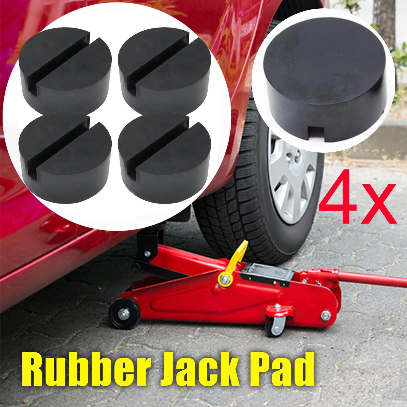 

4Pcs Universal O-ring Type Car Lift Jack Stand Rubber Pads Rubber Car Slotted Floor Jack Pad Puck Support Frame Rail Protector