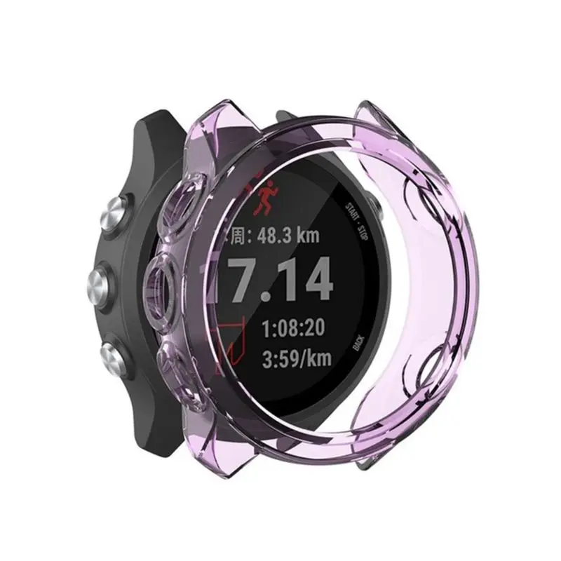 واضح إطار من البولي يوريثان حامي ساعة غلاف حماية شل ل Garmin Forerunner 645 الموسيقى/64 سوار ساعة ذكية اكسسوارات