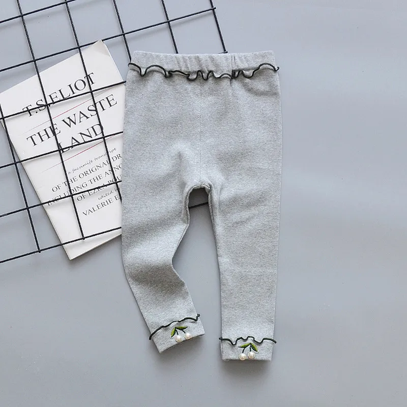 2024 New Arrival Girls Leggings Cotton Cute Pearls Toddler Kids Pencil Pants Elastic Soft Children Trousers Baby Girls Leggings