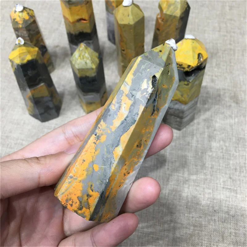 Hot sale high quality natural polished healing crystal points wand bumblebees crystal tower for halloween decoration