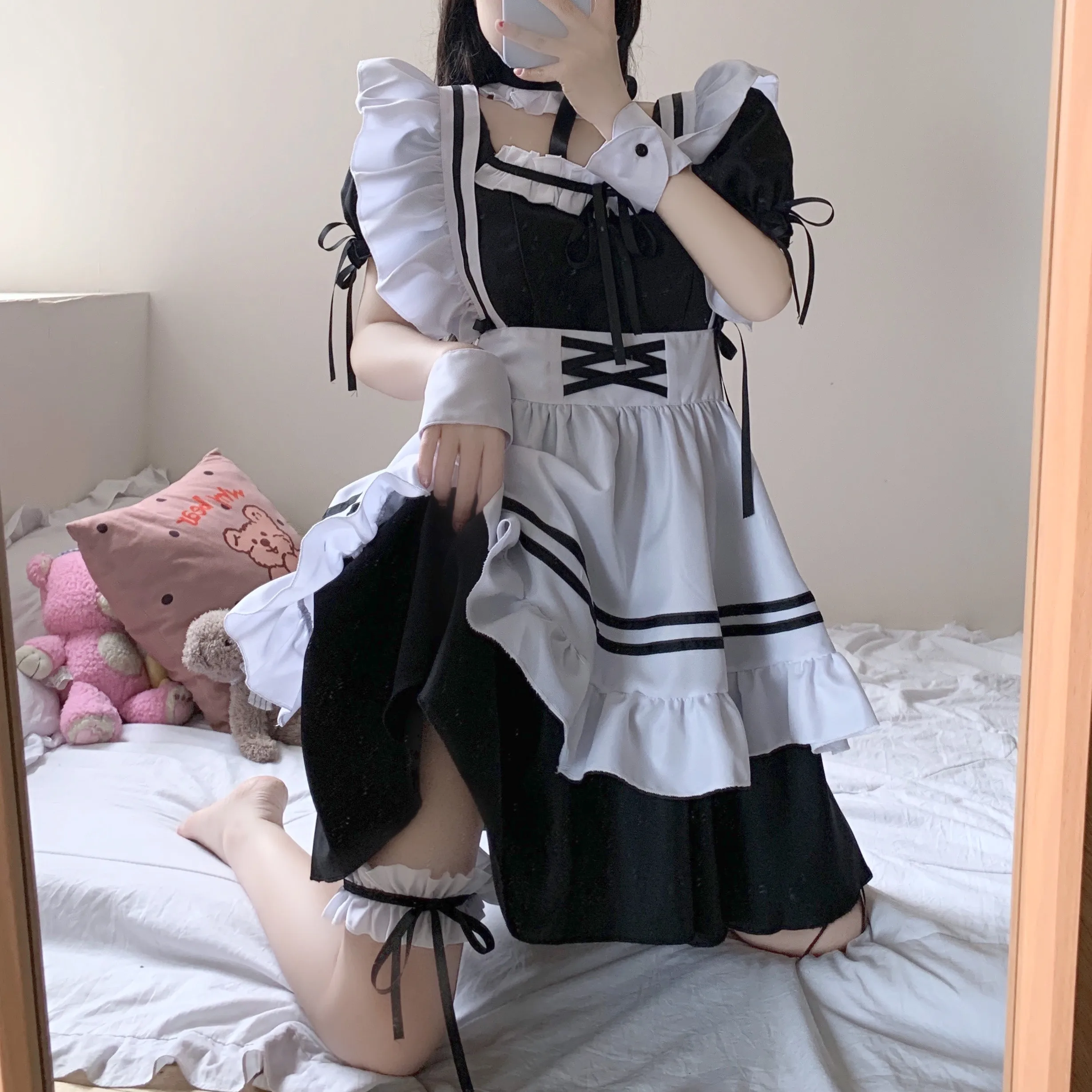 Japanischen Stil Weichen Mädchen Stil 2021 sommer Neue Lolita Maid Kostüm Süße Nette Kleid für Frauen lolita maid kleid