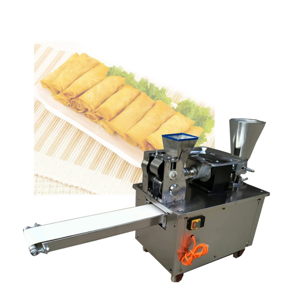 

CE Certified full automatic dumpling machine jiaozi spring roll wonton samosa maker empanada machine with conveyor