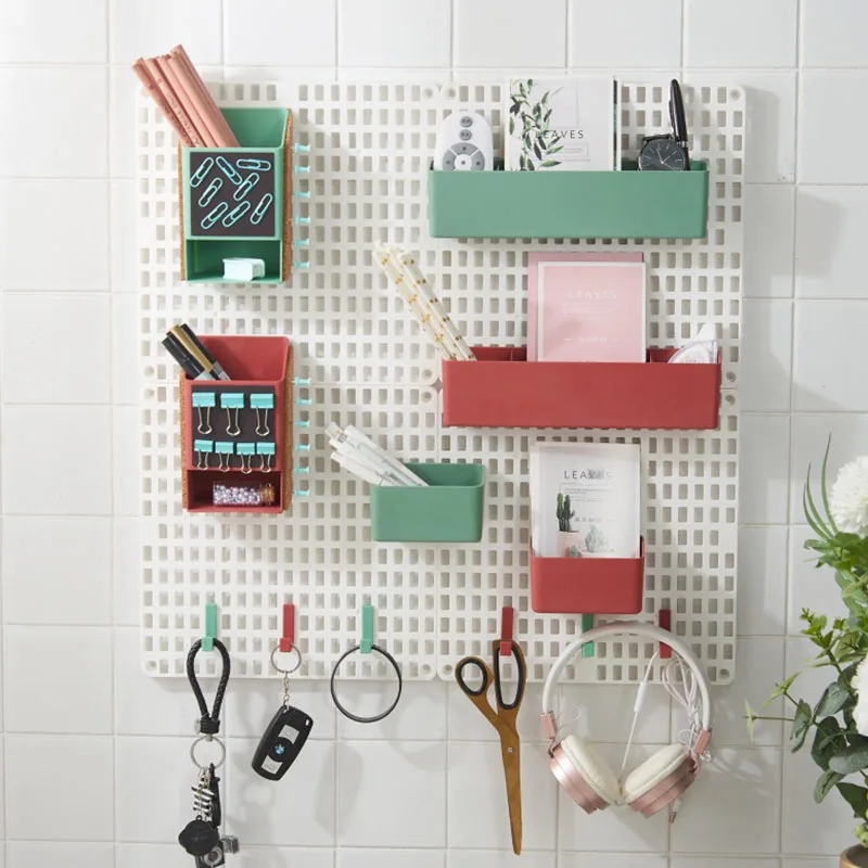 DIY Hole Board Shelf Cute Room Decor Key Holder Bathroom Organizer Wall Hook Hanger Kitchen Accessories Cute Room Decor Shelves