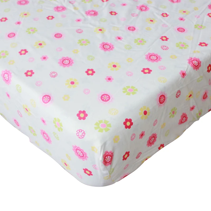 100% Cotton Fitted Sheet Soft Breathable Baby Bed Mattress Cover  Protector Cartoon  Printed Newborn Infant Bedding 71*132*22