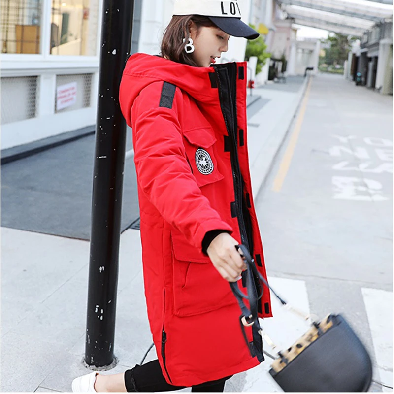 Korean Down Jacket Women Overcoat New Winter Parka Coat Female Fashion Long Loose Thicken Warm Hooded Oversize Outerwear