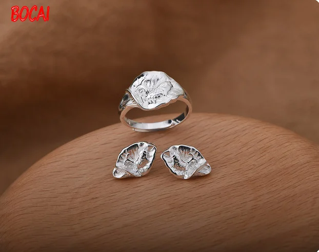 

Original every year there are fish play lotus leaf 999 sterling silver ring female sterling silver earrings lotus leaf fashion