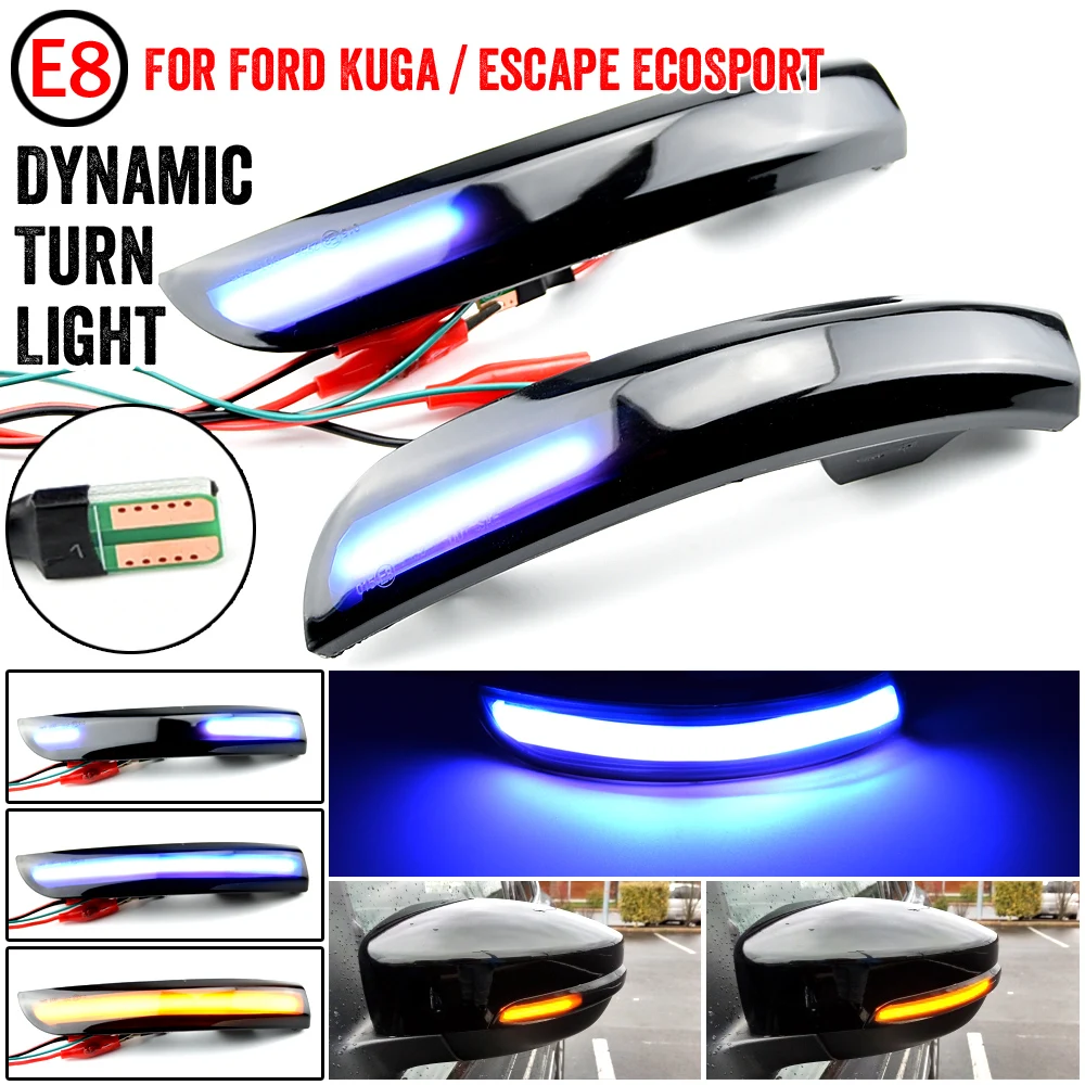 Flowing Water Blinker Light Bicolor LED Dynamic Turn Signal Blinker Light For Ford Kuga Escape EcoSport 2013 2014 2015-2018