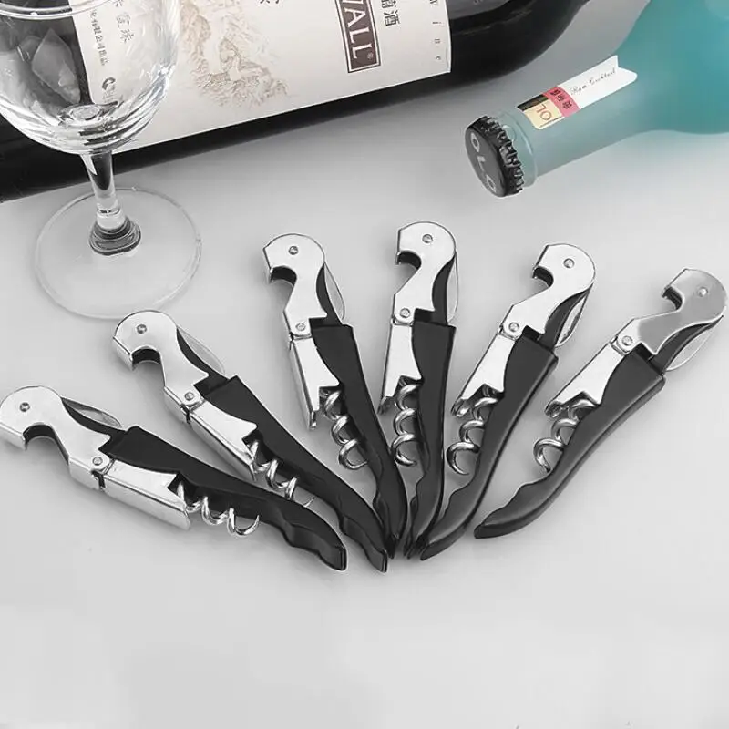 

100pcs Kitchen Bar Bottle Opener Seahorse Corkscrew Knife Pulltap Double Hinged Corkscrew Waiter Wine Tool LX7969