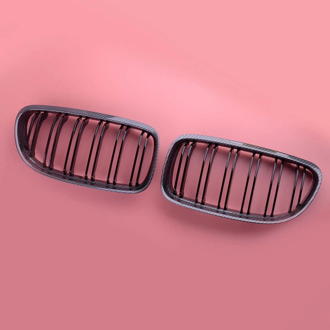 

1 Pair Car Carbon Fiber Style Double Slat Front Kidney Grille 51137157276 Fit for BMW E90 E92 E93 M3 51137157275