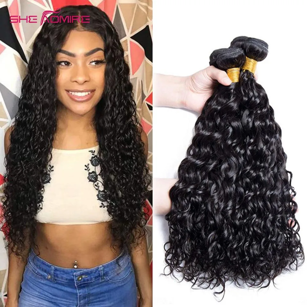 

Water Wave Bundles Unprocessed Human Hair Weave Malaysia Water Wave Curly Bundles Remy Hair Extensions 1/3/4 Bundle Deals Sale