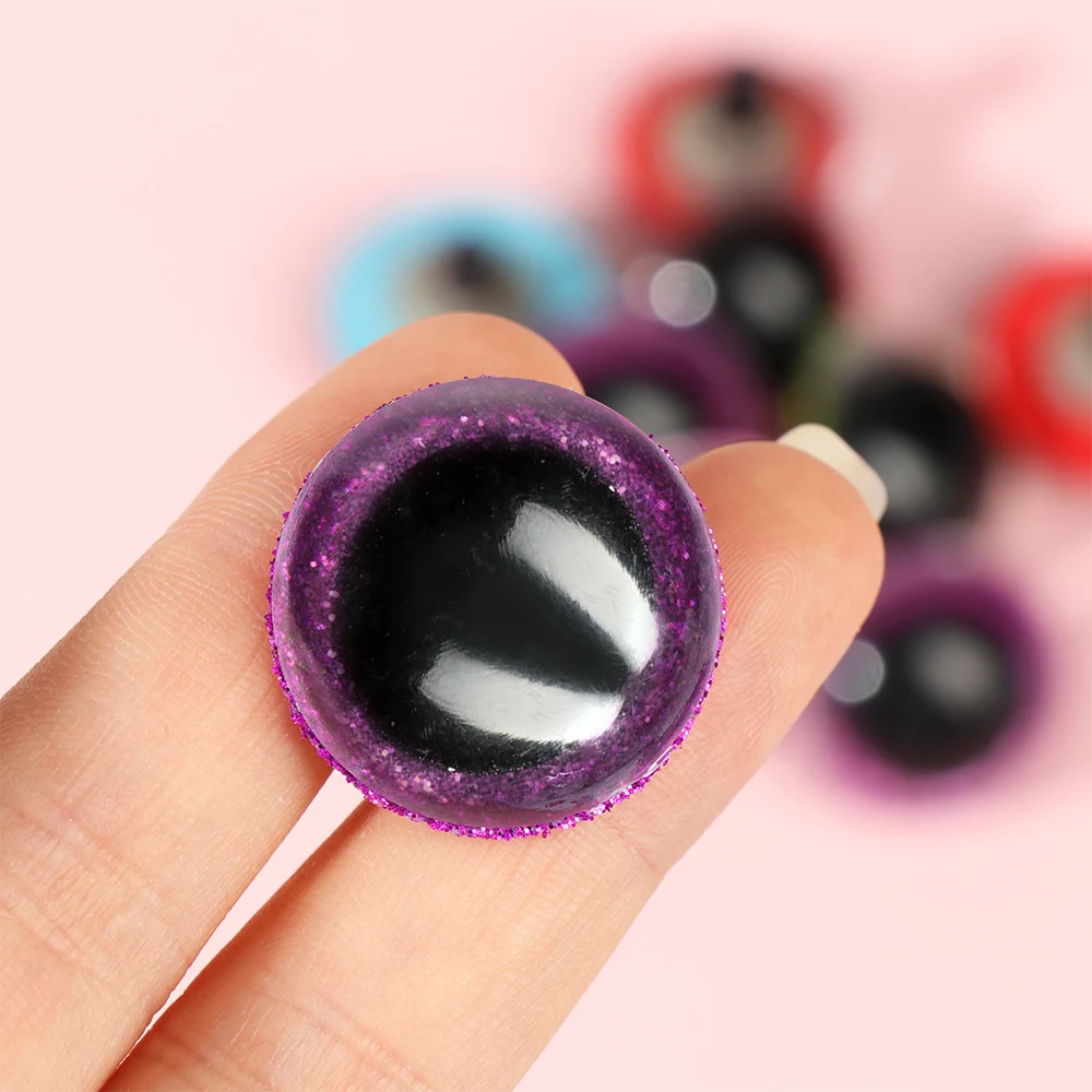 10PCS 16/18/20/22/24mm Shinning Glitter Plastic Doll Safety Eyes Plush Toys Accessories Eyeballs For DIY Toy Bear Stuffed Making