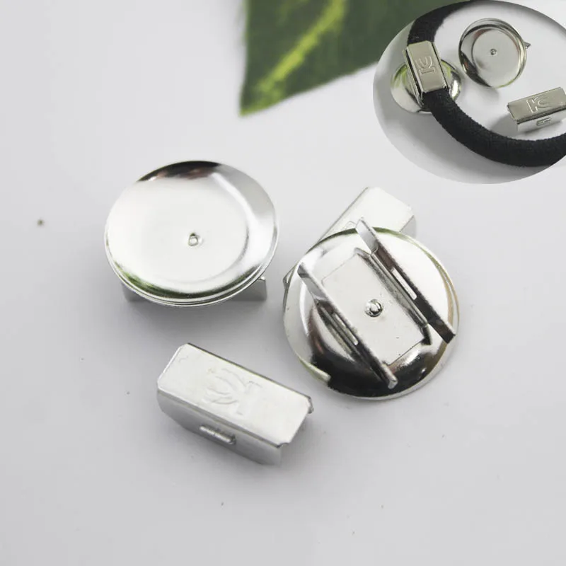 10set Hair Band Base Setting 18mm Cabochon Base Holder fit Elastic Band Rope Hairpin for DIY Jewelry Making Findings Accessories