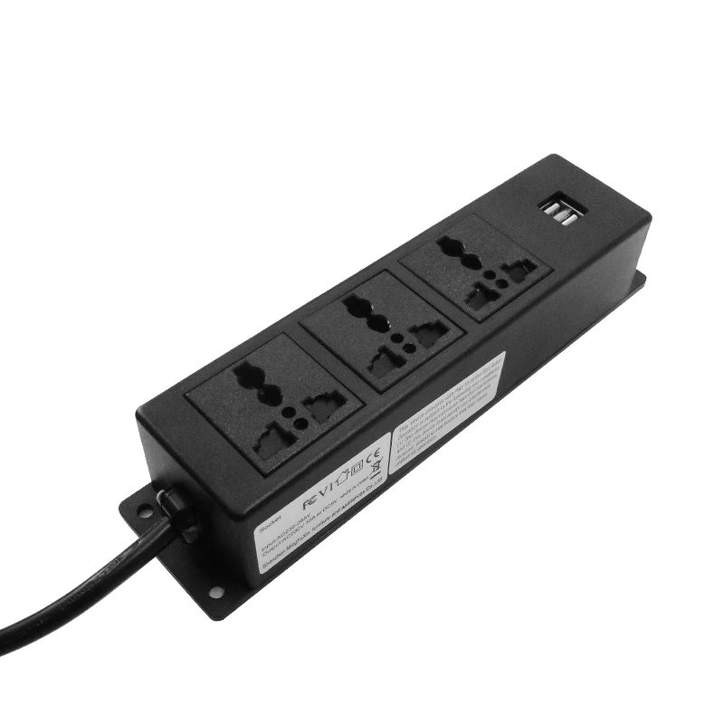 Wall Desktop Fixed Installation Socket Outlet With USB Socket 5V 2.1A 3 Universal AC Socket 2M Ectension Cord  Power Socket