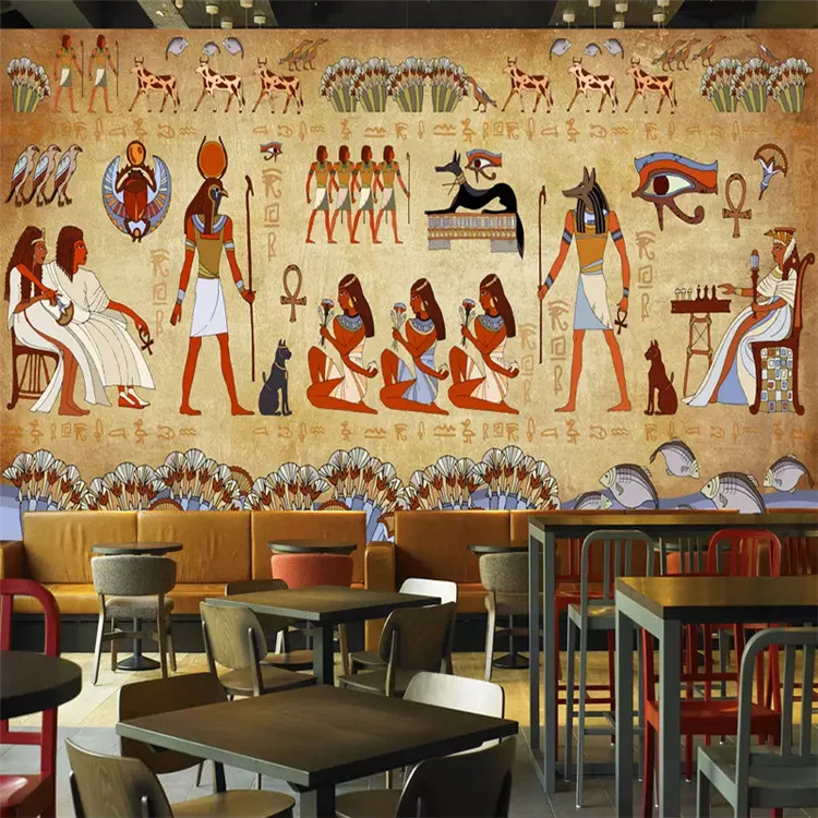 

Photo Wallpaper European Style Retro 3D Ancient Egyptian Pharaoh Statue Murals Wall Painting Restaurant Cafe Hotel Backdrop Wall