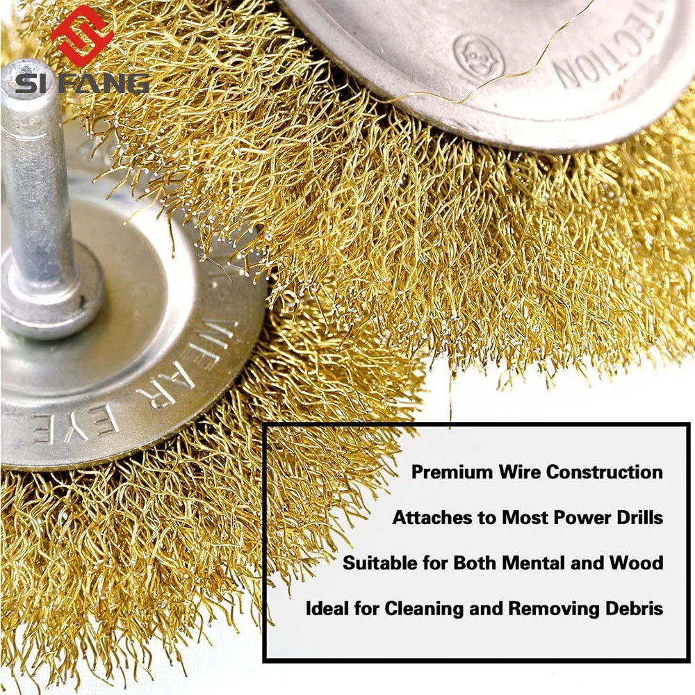 A Set of Brass Brush Wire Wheels Brushes Drill Rotary Tools Engraver Grinder Polishing Metal Rust Removal Brush Set Tools Brush