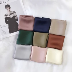 Luna&Dolphin Women Square Scarf 70x70cm Solid Color Brick Red Small Chiffon Silk Hair Tie Headbands Bandana Bag Spring Hijab