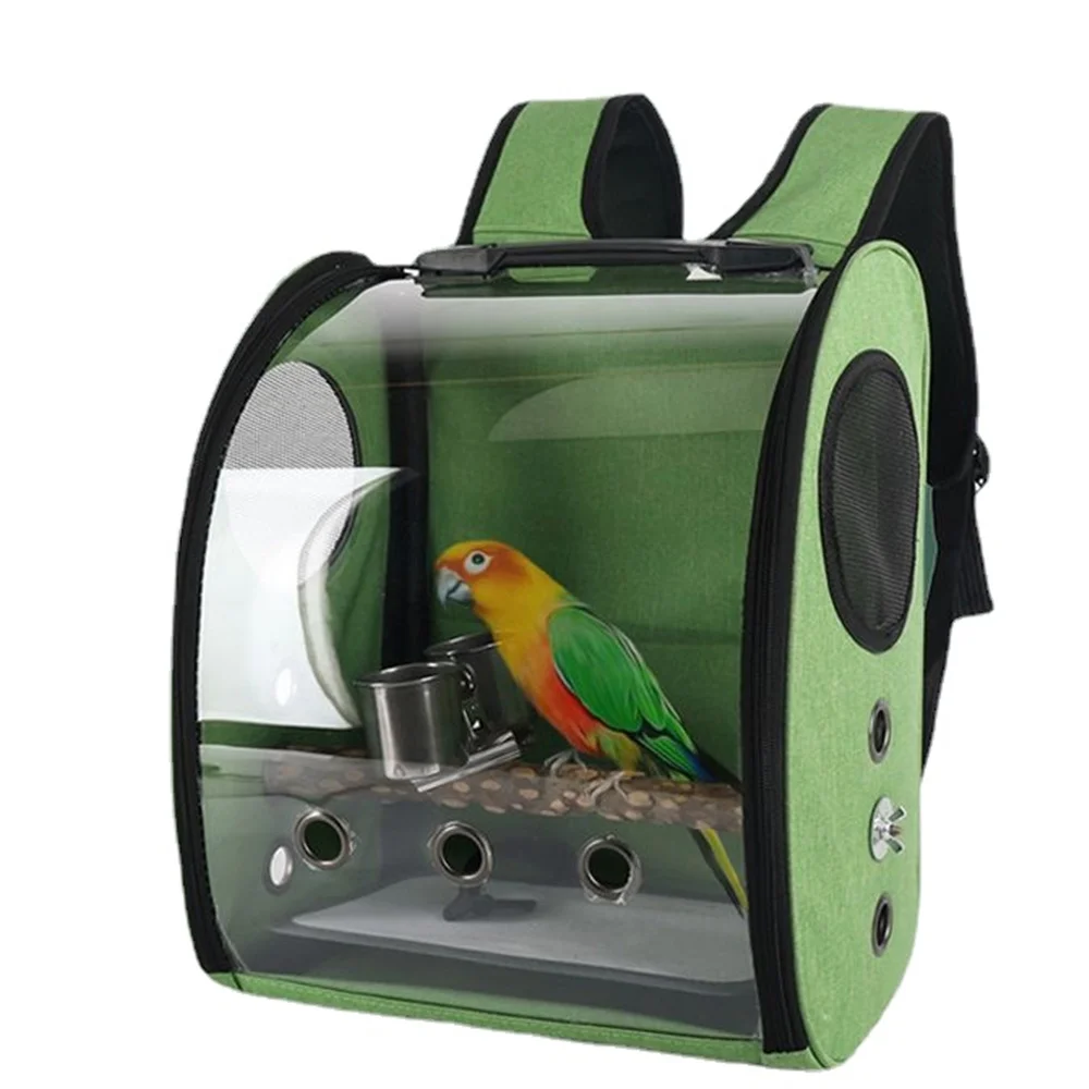 Pet Bird Cage House Parrot Carrier with Feeders Bird Large Space Travel Bag Breathable Portable Transparent Pet Accessories