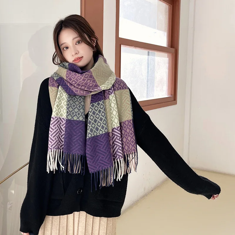 

2021 Fashion Scarf Winter Warm Cashmere Scarves High Quality Long Thicken Wrap Shawl Plaid Printed Tassels Foulard Bufandas