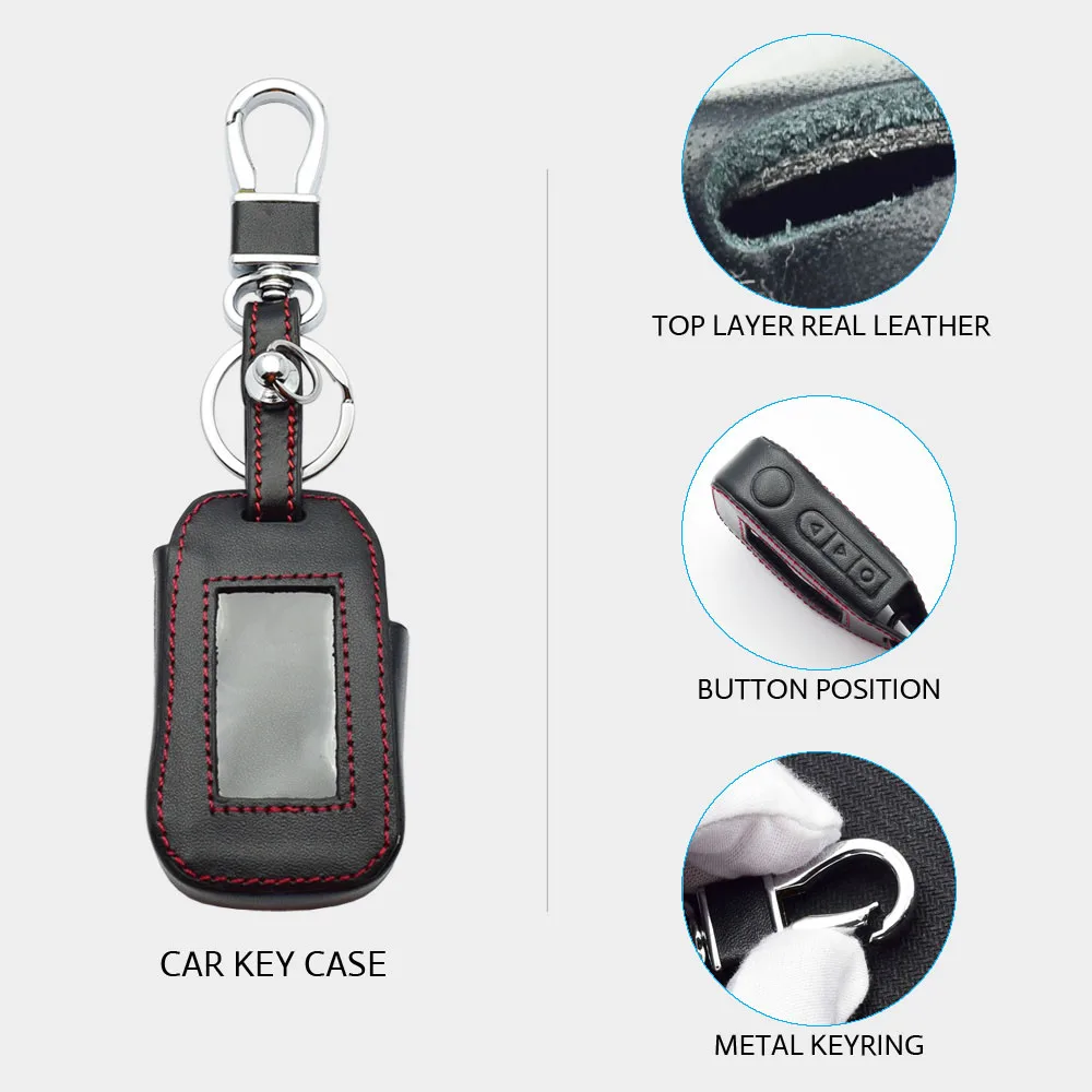 Leather Car Key Cases For StarLine A62 A92 V62 MOTO V63 A94 A64 T94 Two Way Car Alarm System LCD Remote Control Protector Cover