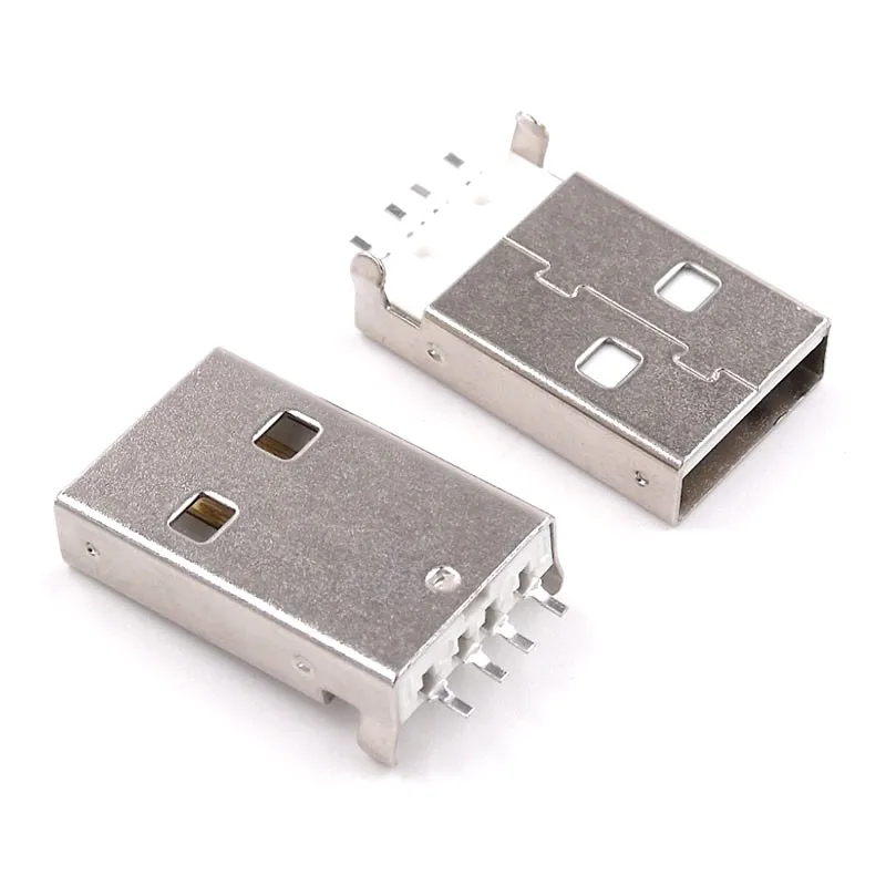 10PCS USB 2.0 Male A Type USB PCB Connector Plug 180 degree SMT Male USB Connectors 4Pins SMD