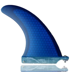 Aileron de planche de surf Longboard, base américaine unique, ailette centrale, peigne à miel bleu FiViolet, qualité supérieure, 7 po, 6 en effet, 7 en effet