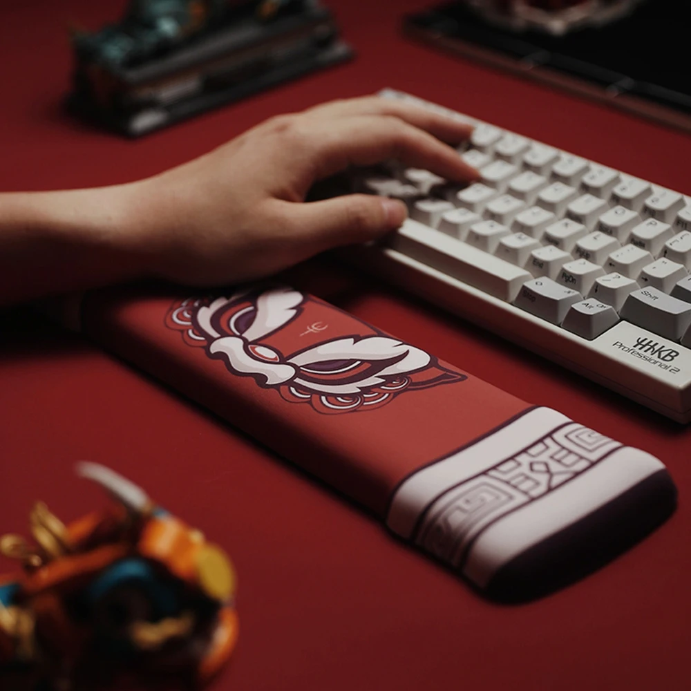 

Коврик для запястья в китайском стиле с изображением танцующего льва, удобный мягкий силикагелевый коврик для клавиатуры и ладони с эффектом памяти, коврик для мыши