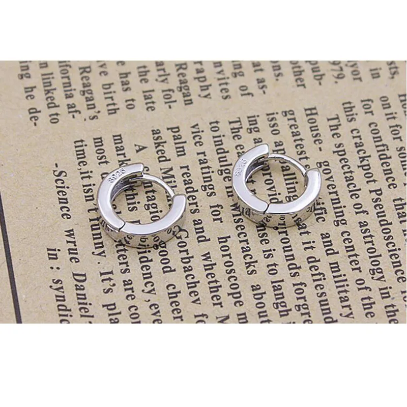 Pendientes de plata de ley 925 para hombre y mujer, aretes con superficie lisa, S-E15